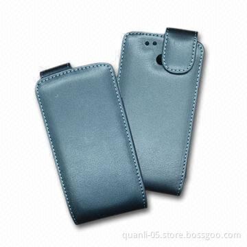 Genuine Leather Mobile Phone Case for BlackBerry in Fashionable Design with Magnetic Button